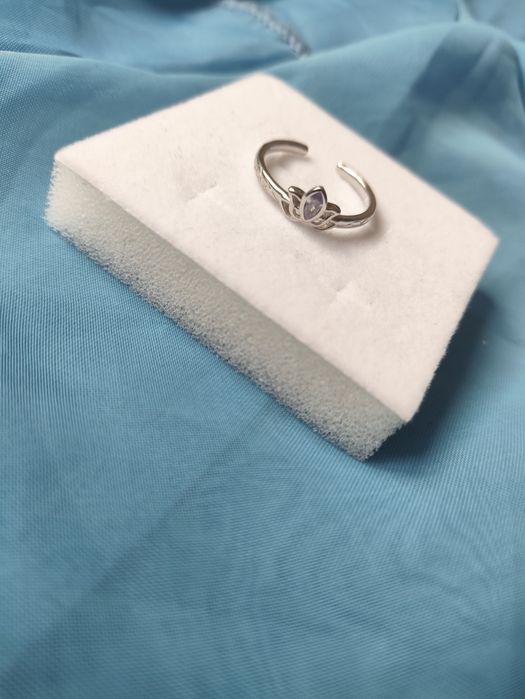 Сребърен регулируем пръстен "лотос"