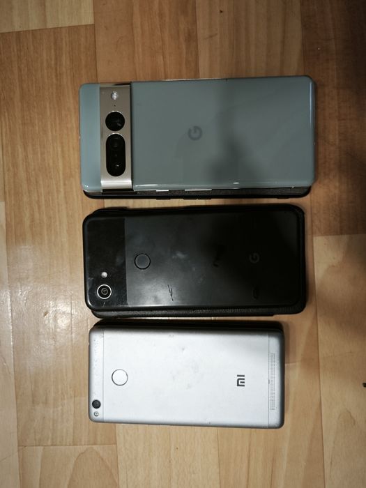 Pixel 7 pro, pixel 3A , Xiaomi redmi 3S