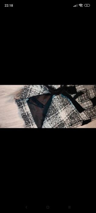 Fustă maxi din tweed patchwork, groasa, handmade, gri-negru cu detalii