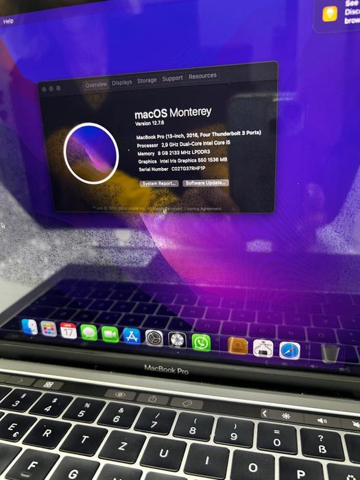 MacBook Apple Pro 13 inchi, 2016 -D-