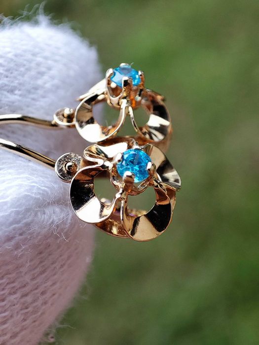 Cercei Aur 14K Cu Turmalina Paraiba Unicat Adulti Sau Copii Fetite