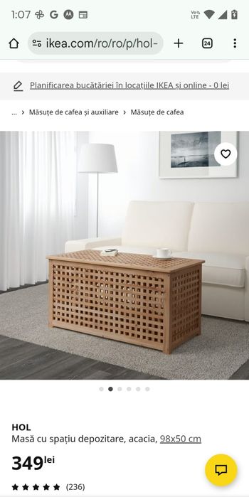 Masuta cafea cu depozitare , Ikea