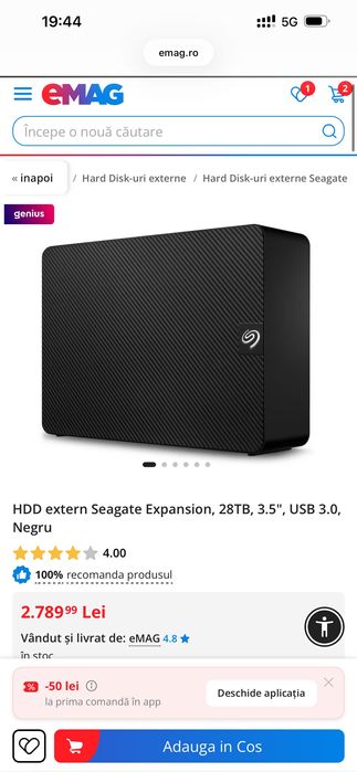 Hard Disk extern SEAGATE Expansion Desktop STKP2800040, 28TB, USB 3.0