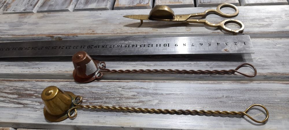 Ретро прибори за свещи капаче ножица мед месинг