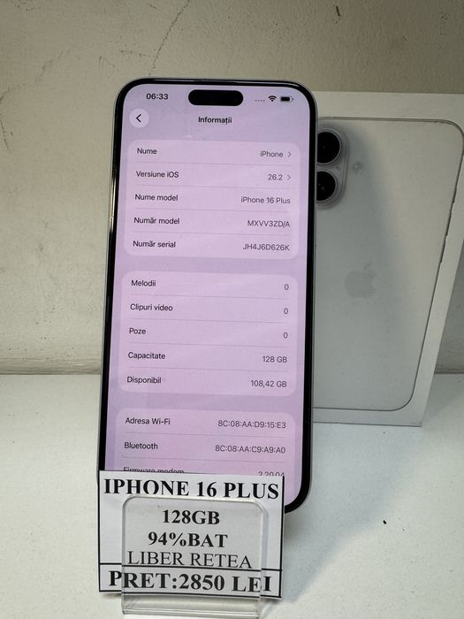 iPhone 16 Plus 128GB White