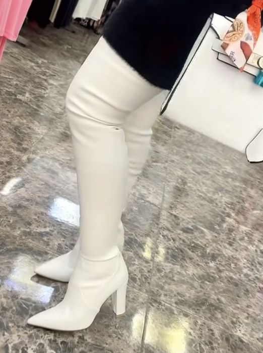 Бяли ботуши естествена кожа