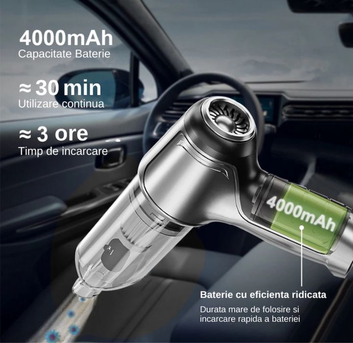 Aspirator auto puternic si mic, 3 in 1