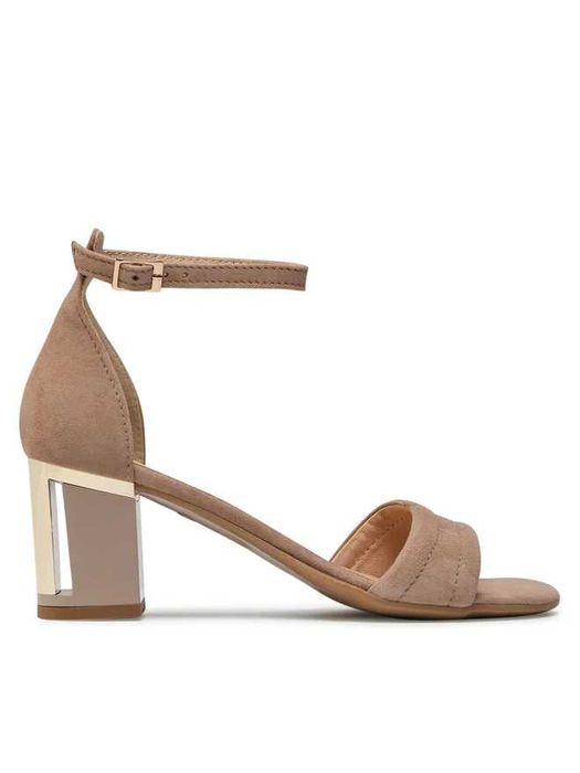 НОВИ Дамски сандали от естествен велур бежови 38 номер марка Oleksy