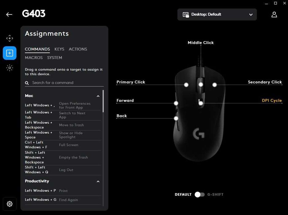 Mouse gaming Logitech G403
