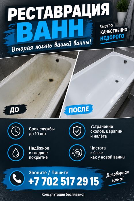 Реставрация ванн , покраска ванн