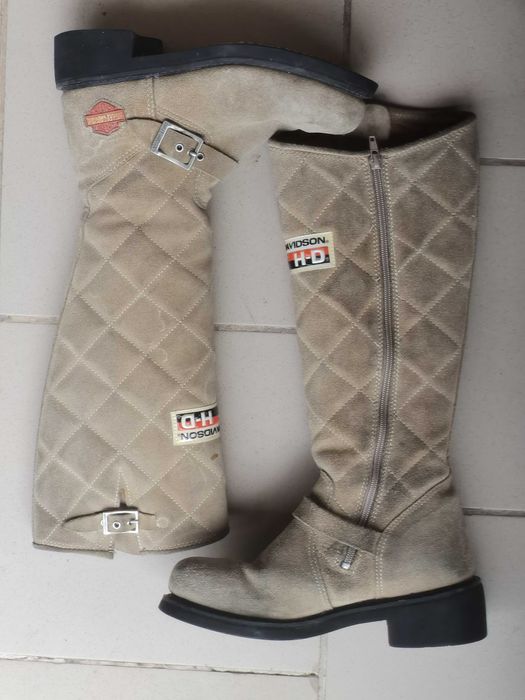 Cizme inalte dama moto chopper biker piele bej HARLEY-DAVIDSON