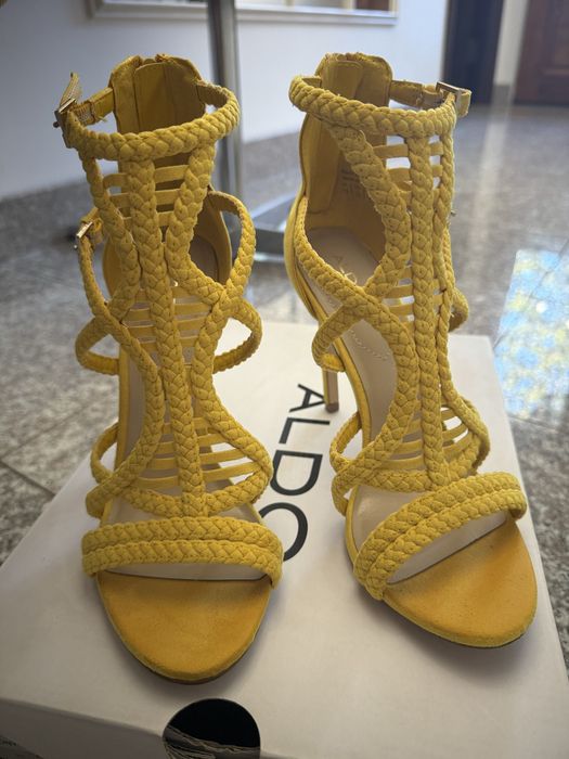 Sandale noi Aldo din piele cu bretele impletite