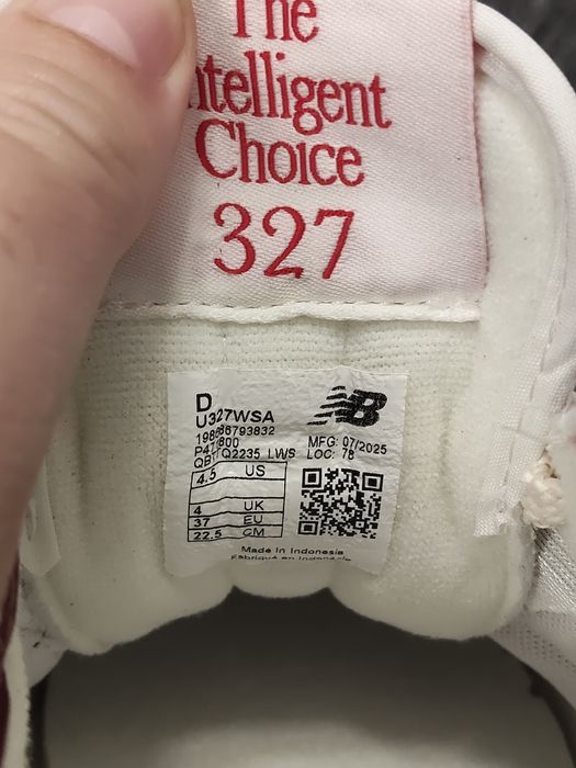 New Balance 327 culoare roșu burgund cu logo N albastru 37 noi originali