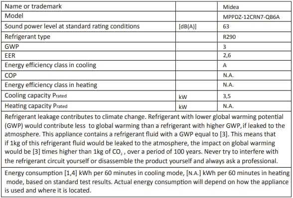 MIDEA Silent мобилен климатик 12000 BTU с евакуация