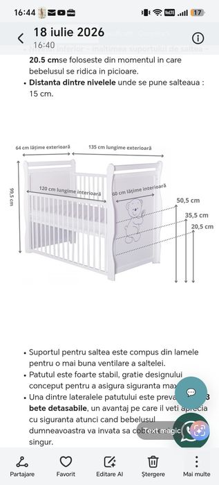 Pătuț babyneeds alb