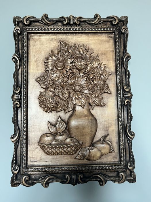 Дърворезба пано "Цветя"