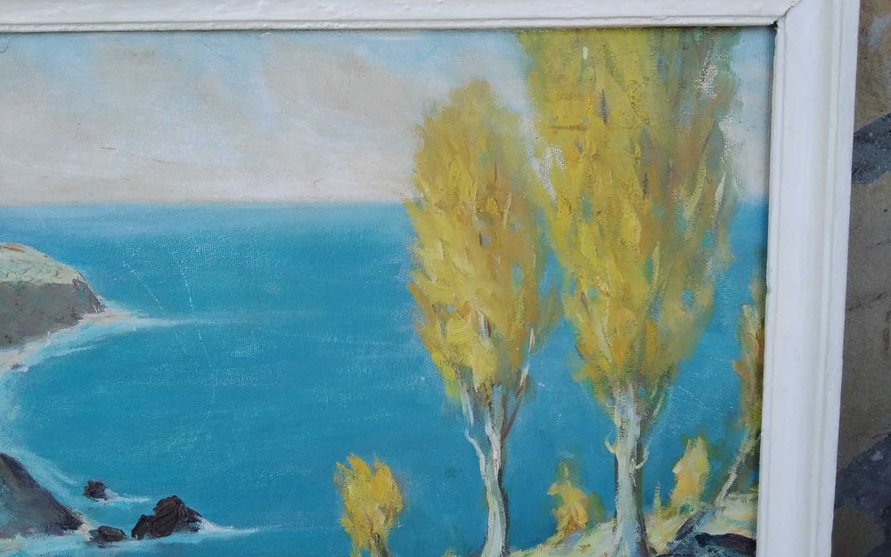 Стара картина масло върху фазер голяма