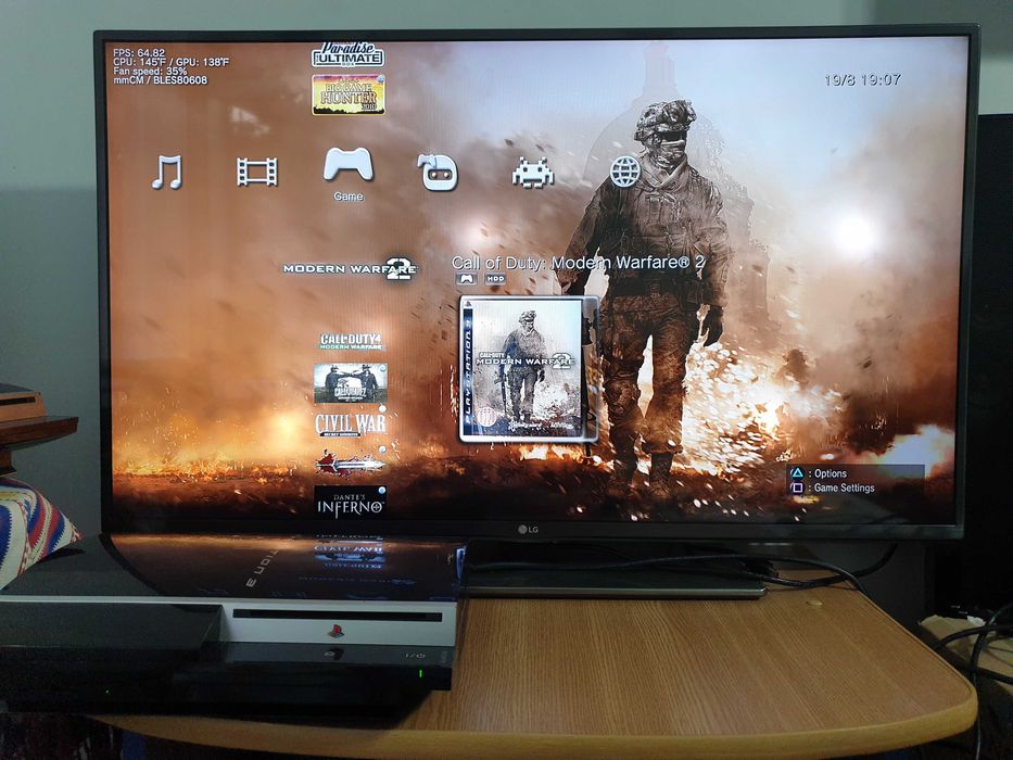 PS3 modat CFW 250 GB + 40 jocuri (GTA V, Spider-Man, FIFA 19, NFS)