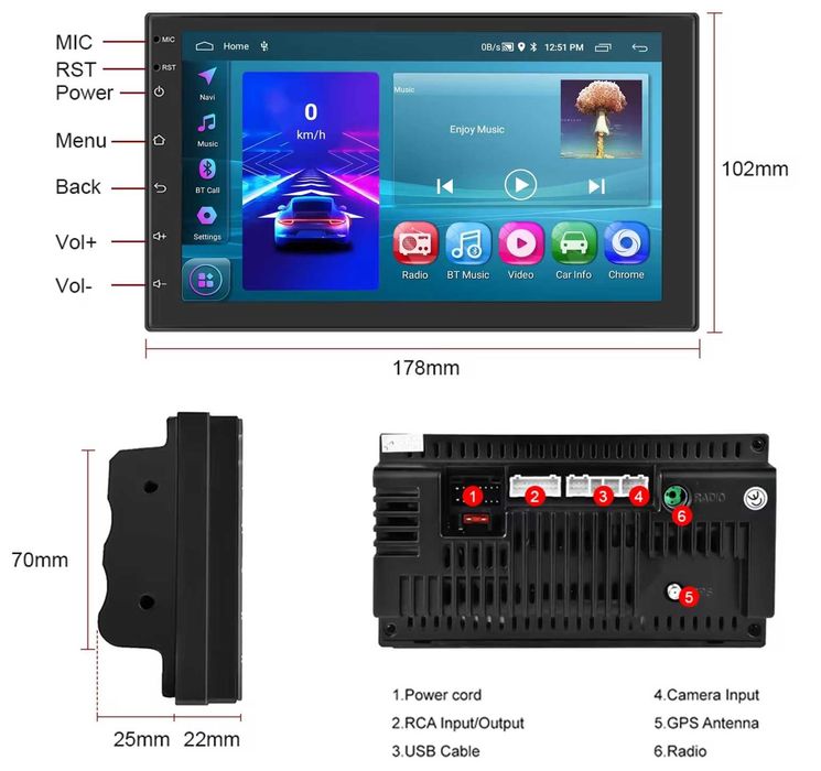 Мултимедия плеър двоен дин навигация за кола автомобил Android Carplay