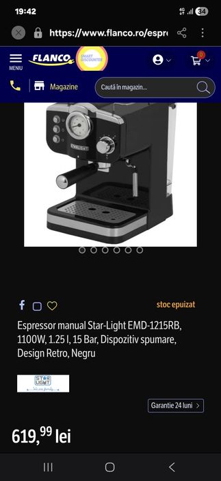 Espressor manual Star-Light EMD-1215RB