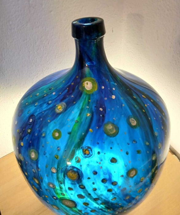 Lampa decorativa pictata manual culori vitraliu