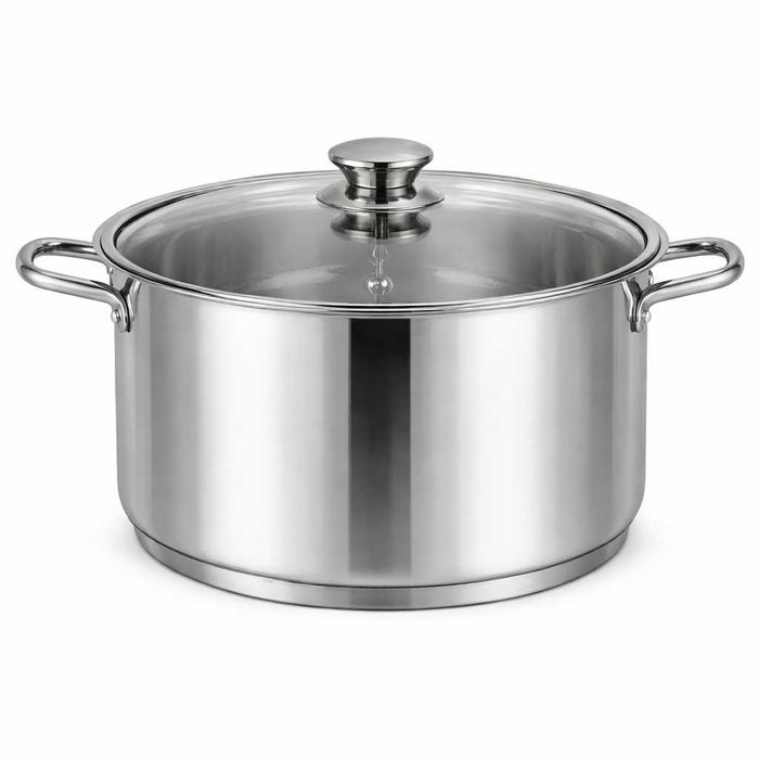 Cratita inox Royalty Line 14L cu capac din sticla 38x15 cm