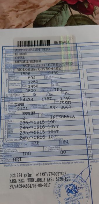 Proprietar vând OPEL FRONTERA B 4×4 2,2DTI an.2003