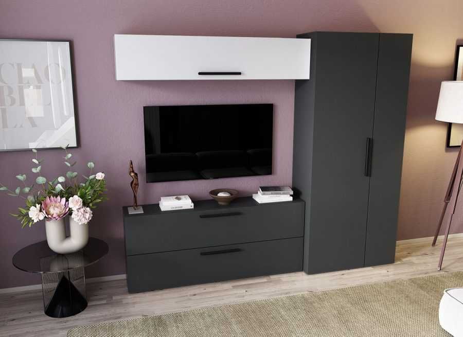 Living Pati 112 – Mobila Sufragerie Gri + Alb