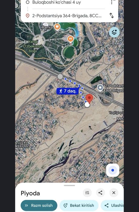 Uchastka yer 6 sotix Yangi Oʻzbekiston bogʻ yonida