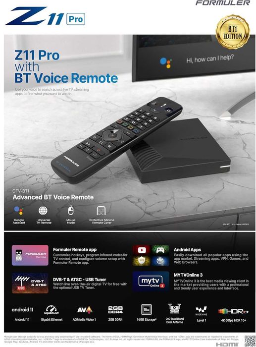 Media player FormulerZ11 ProMaxBT1–Media Streame Android4K OTT,sigilat