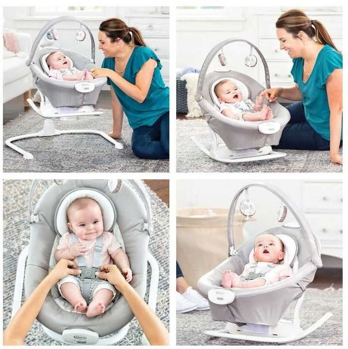 Бебешка люлка Graco - Duet Sway 2 в 1, сива