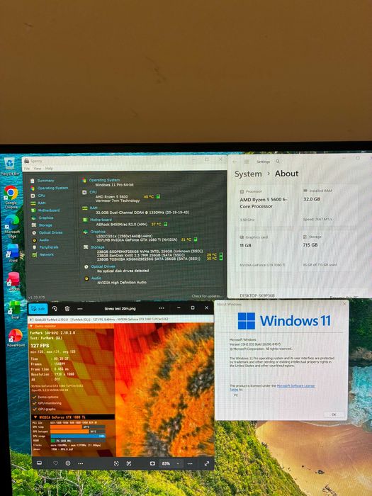 Геймърски компютър Ryzen 5600,GTX 1080 Ti 11GB, 32RAM, 768 SSD Windows 11 Pro Гаранция!