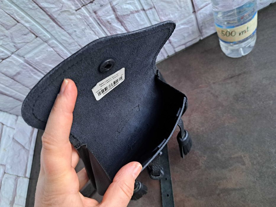 дамска чанта за кръста,малка черна кожена чантичка-Нова естествена кож