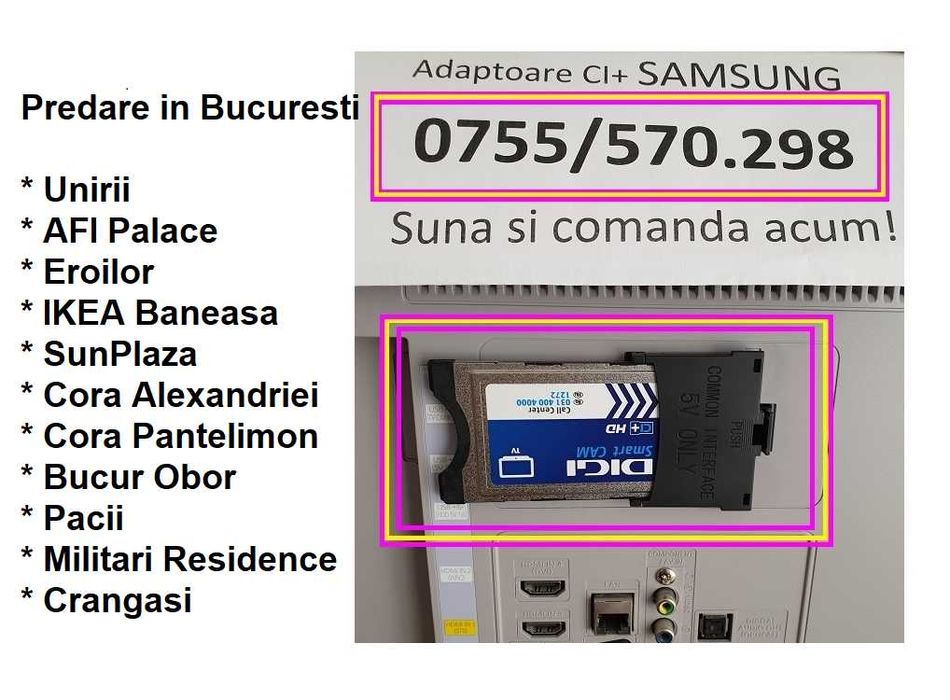 Common Interface 5V 68pini Samsung Nou Original CI+ TV Smartcard