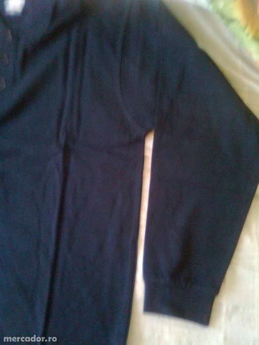 Tricou T-shirt mineca lunga, model Polo, bleumarin inchis, nou!