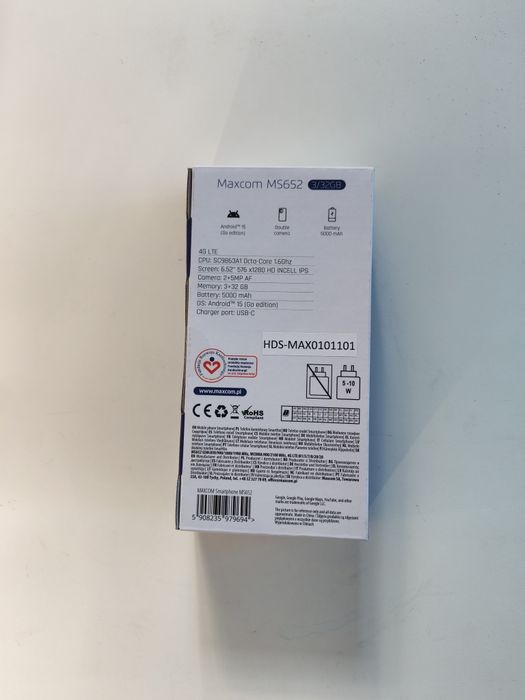 Smartphone Maxcom Smart MS652 - Nou, Sigilat la cutie (Dual SIM, 4G, Baterie 5000mAh)