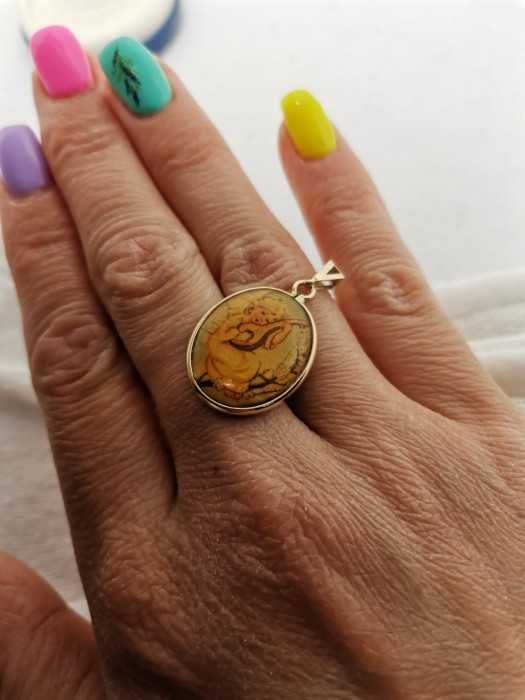 Pandantiv Amuleta Aur 14K Cu Email Serigrafie