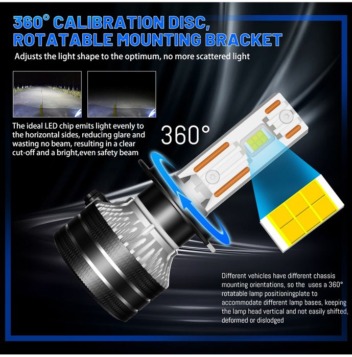 Set Becuri Led H7 K5C Plus 110W 6000K Canbus fără eroare bec ars