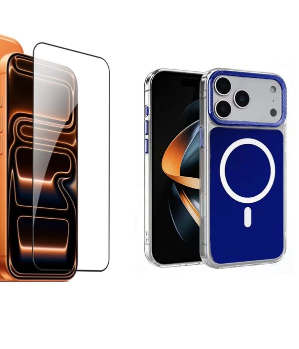 Husa Metalic Anti Soc + Folie Sticla - Iphone 17 PRO/17 PRO MAX