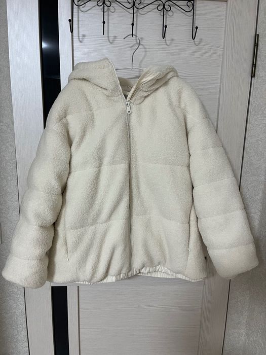 Тедди куртка бежевая оверсайз