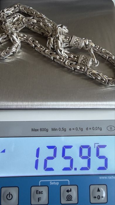 Сребърен синджир кралска плетка 925 64с 125.95гр