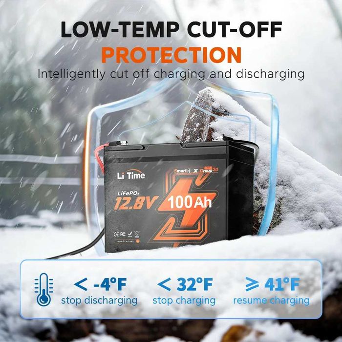 Acumulator BMS Smart LiFePO4 Li-Time 12V 100Ah Group24