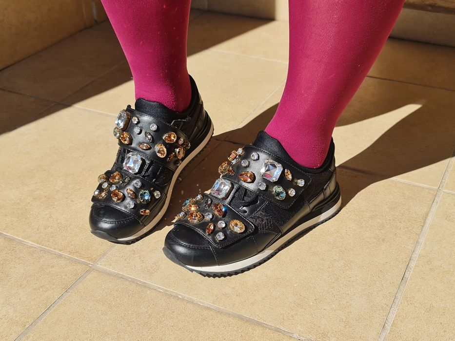 Sneakersi Dolce Gabbana Originali,Piele cu Pietre Swarovski,ca Noi,37