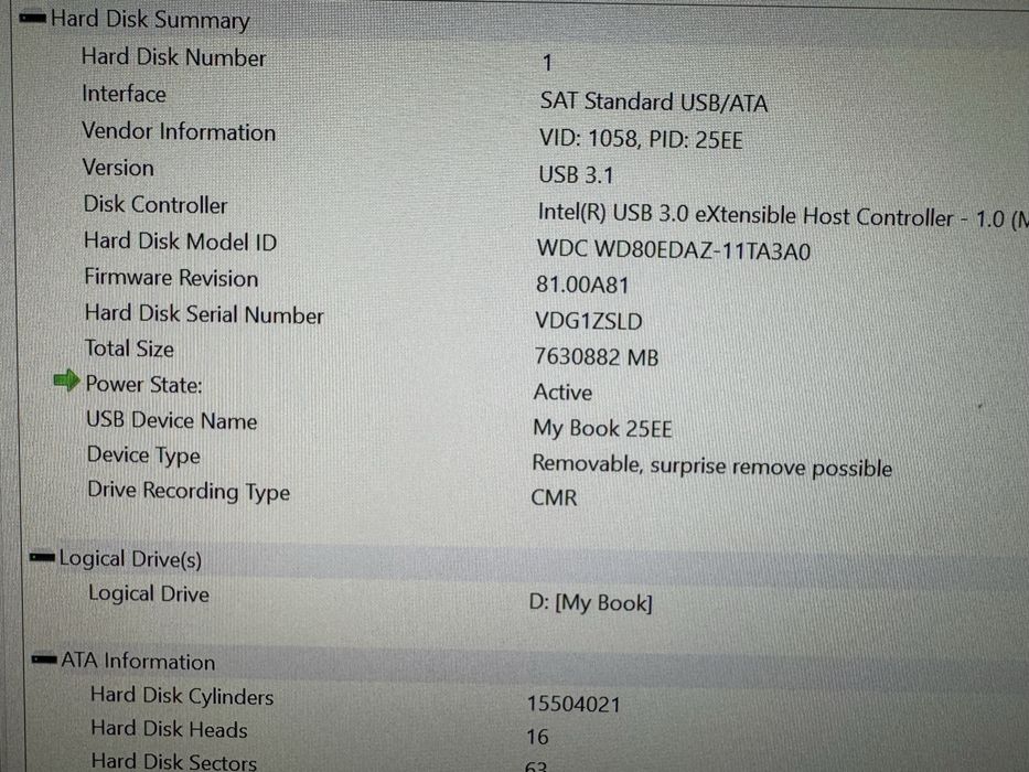 HDD Hard Disk 8TB Western Digital