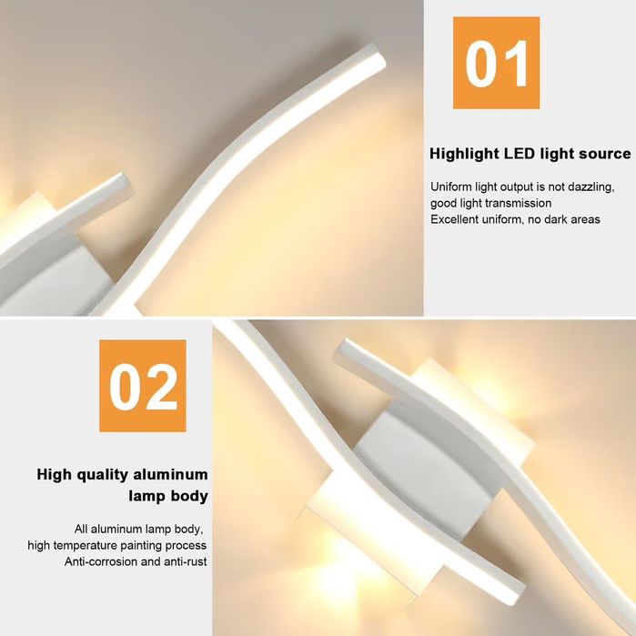 LED стенна лампа 60 см 20W 2250LM – бяла (wall light)