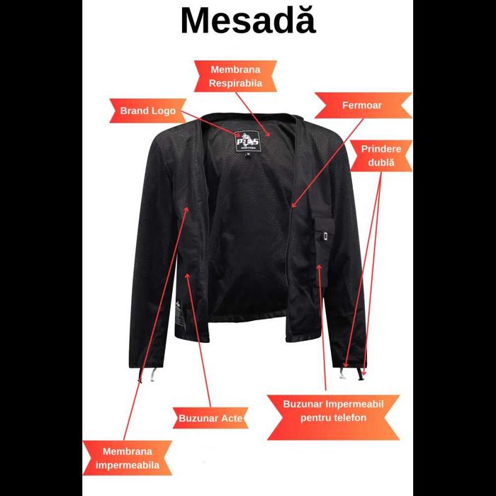 Geacă Moto de Vară PES Protecții CE Level 2 mesada Impermeabilă