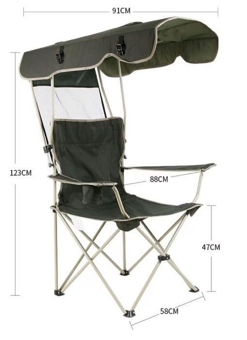 Scaun pliabil cu baldachin, pentru Pescuit, Camping, Gradina, Curte