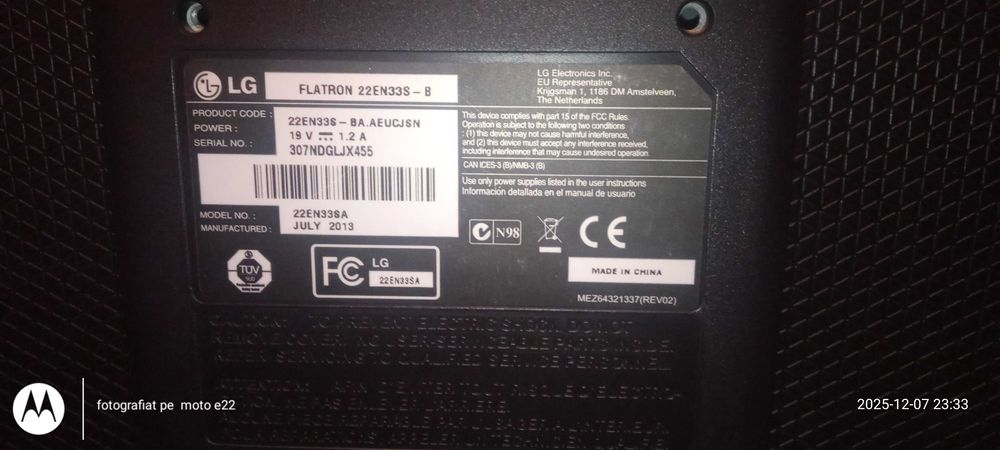 Monitor LG 22" perfect functional