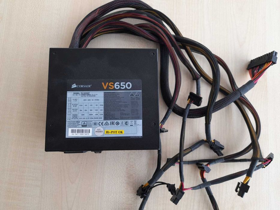 Sursa Corsair VS650, 650W, 80 PLUS, testata si functionala, 190 lei