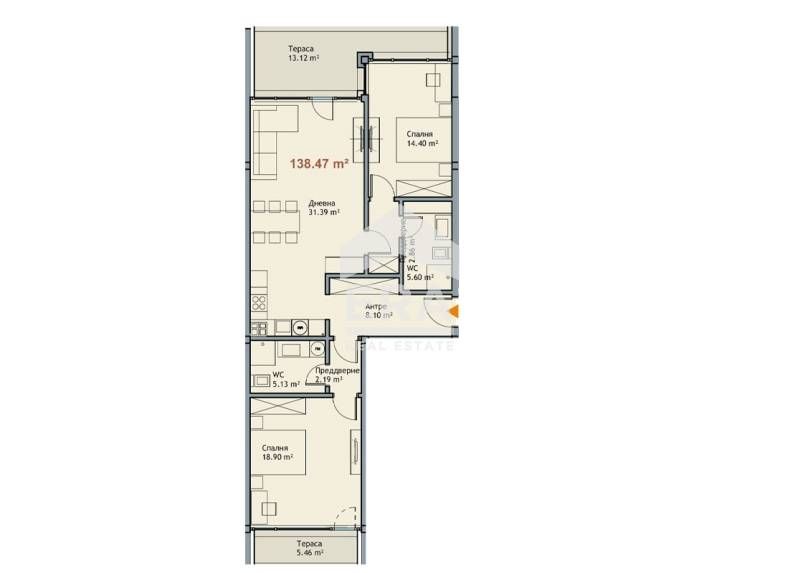 Тристаен апартамент за продажба в новострояща се сграда в к.к Чайка, г